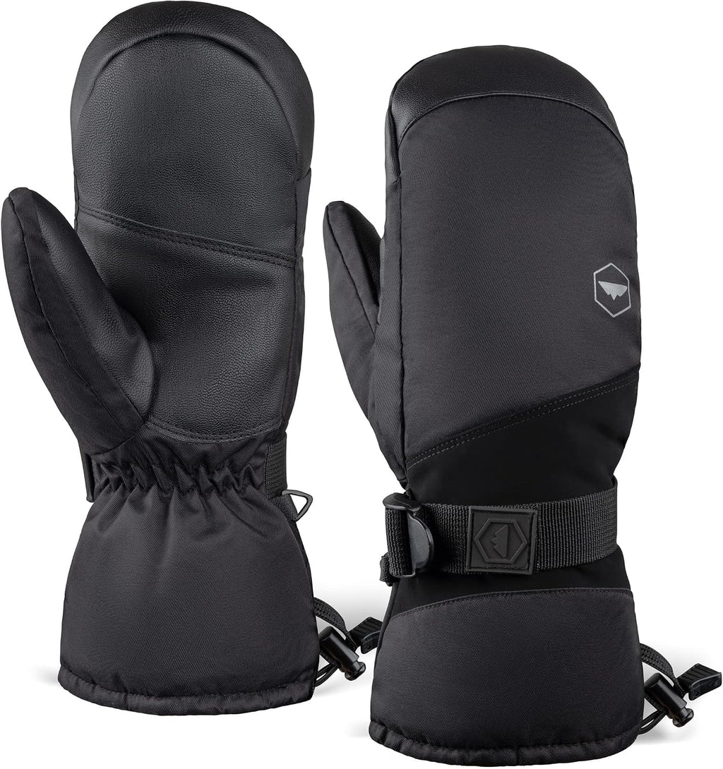 Ski Mittens - Waterproof Mittens for Men & Women - Insulated Winter Gloves - Palm Grip Skiing Accessories