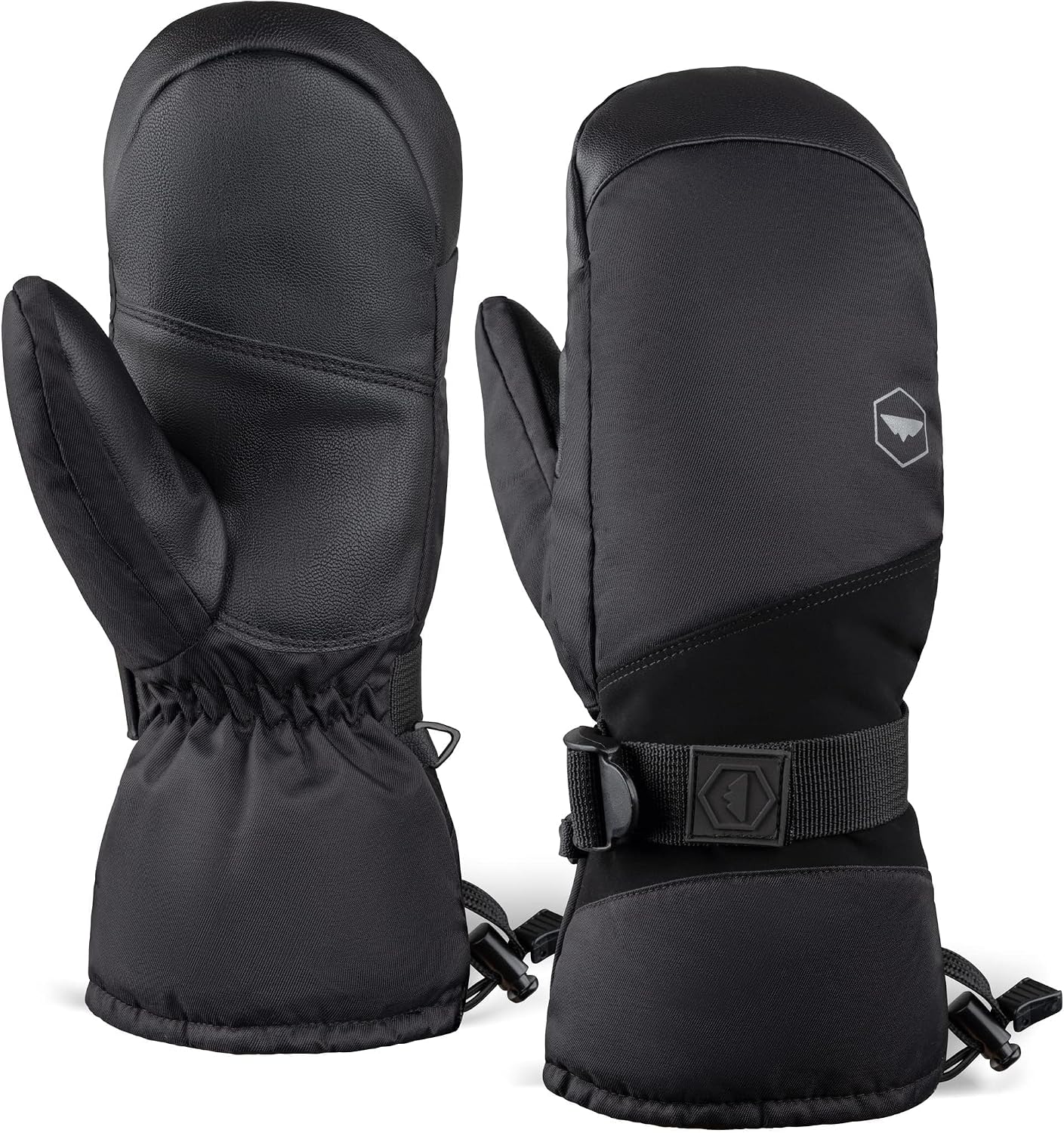 Ski Mittens - Waterproof Mittens for Men & Women - Insulated Winter Gloves - Palm Grip Skiing Accessories