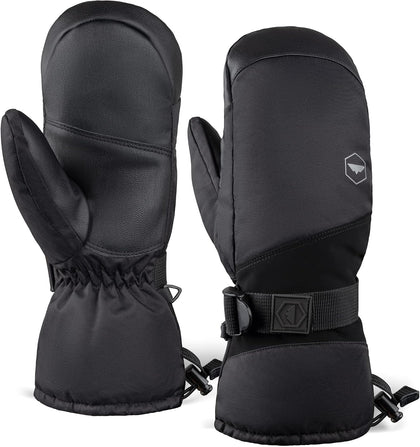 Ski Mittens - Waterproof Mittens for Men & Women - Insulated Winter Gloves - Palm Grip Skiing Accessories