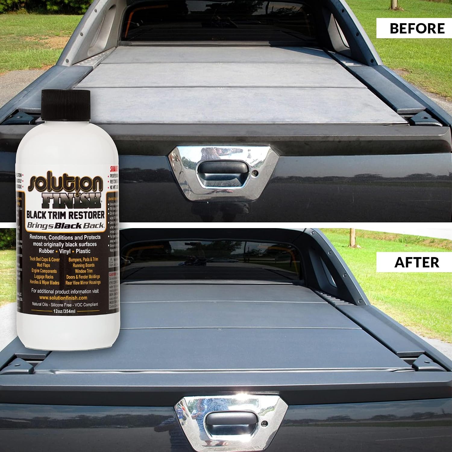 Black Plastic & Vinyl Trim Restorer - Use for Car and Truck Detailing, No Wet Look, Instantly Revives Color to Trim