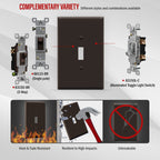 ENERLITES 10 Pack Oversized Toggle Light Switch Cover, Jumbo Plate, Brown