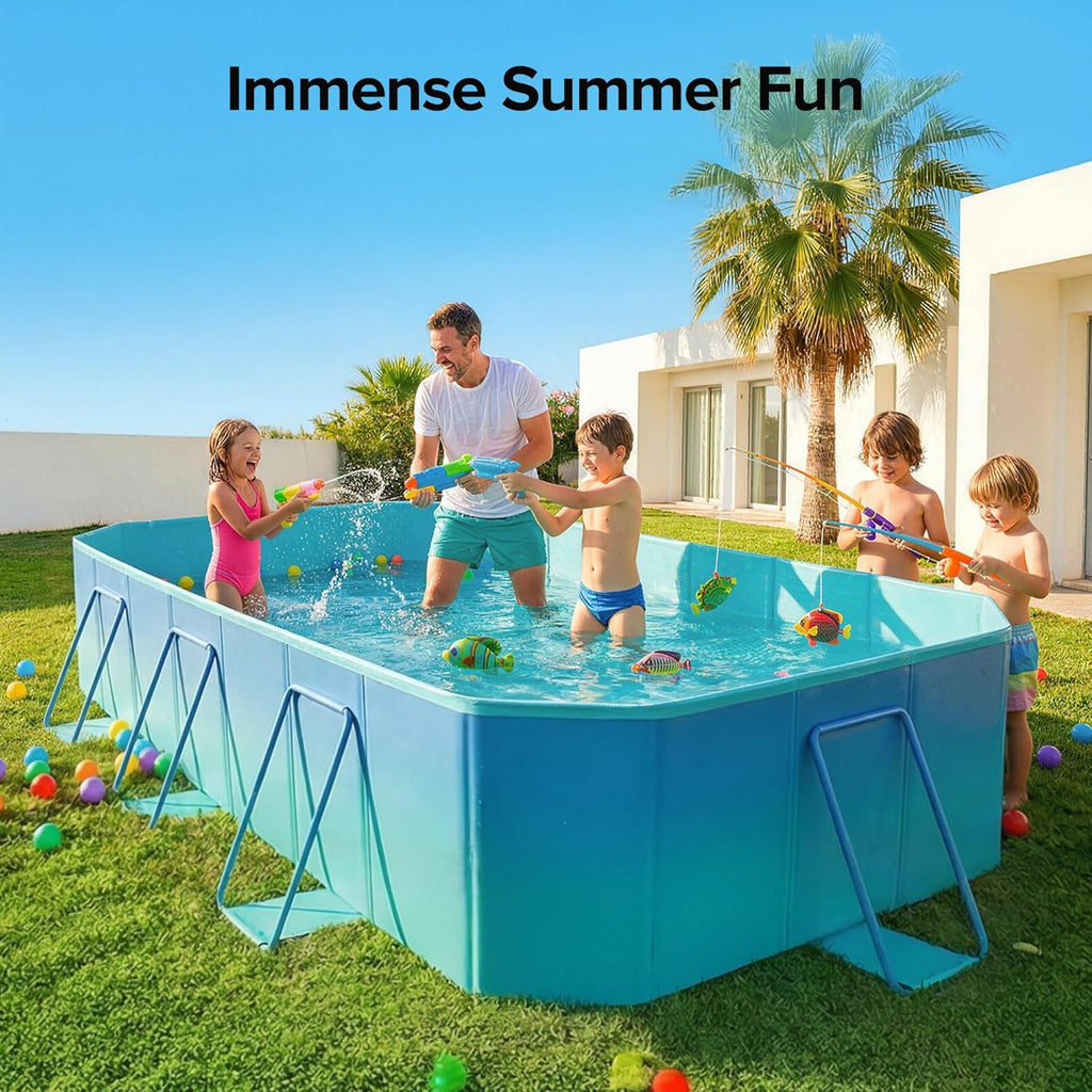 Foldable Pool, Non-Inflatable Large Swimming Pool for the Whole Family, Portable Above Ground Pool for Adults & Kids