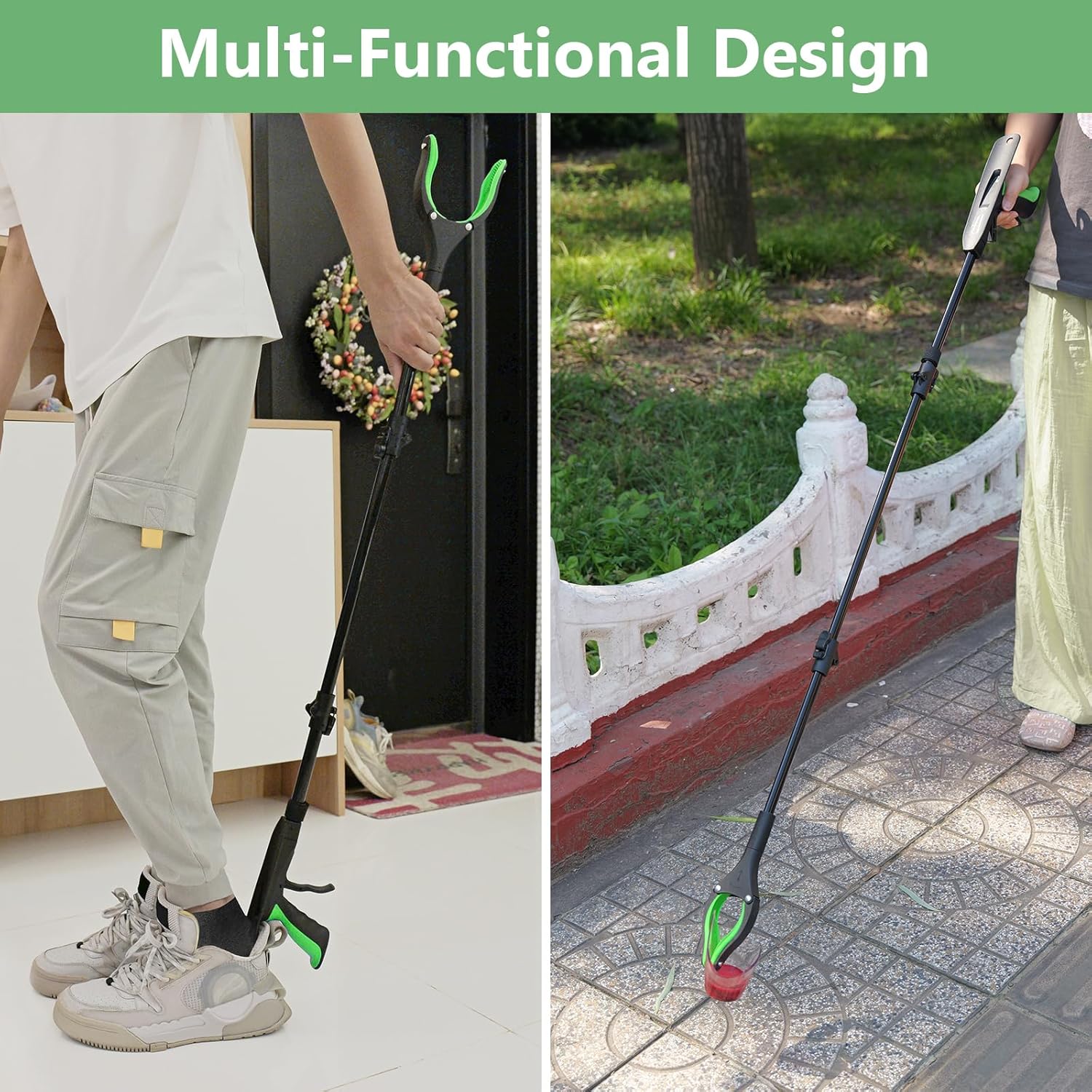 51" Heavy Duty Grabber Reacher Tool, Black & Green | For Seniors/Disabled/After Surgery Recovery, Extra Long