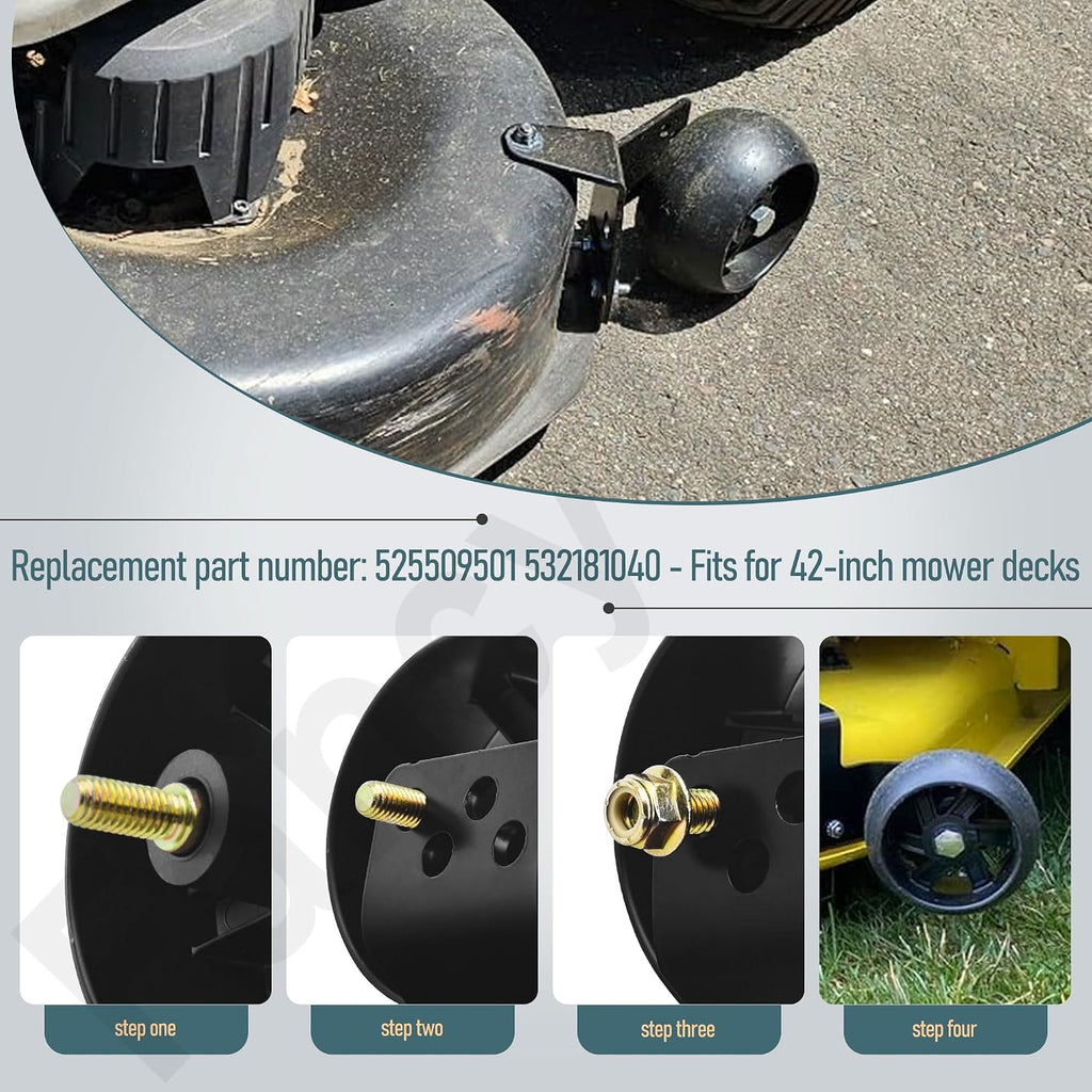 525509501 42" Mower Deck Wheels with Bracket Kit for Husqvarna Lawn mower