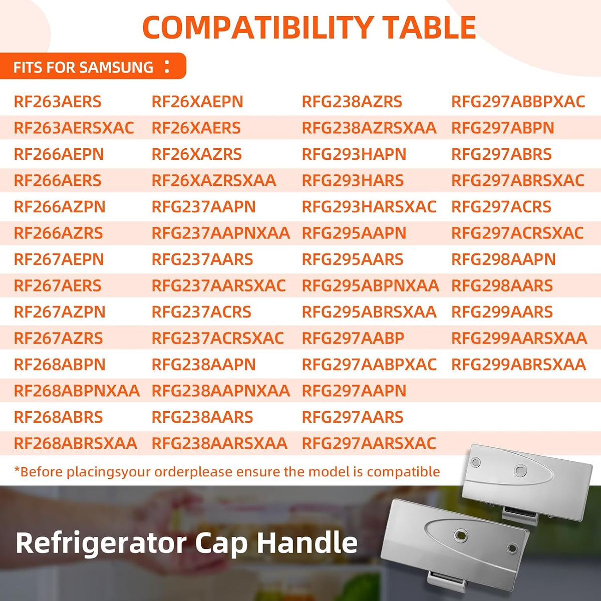 RF267AERS RF268ABRS RF266AERS Freezer Door Handle Cap Set Fit for Samsung
