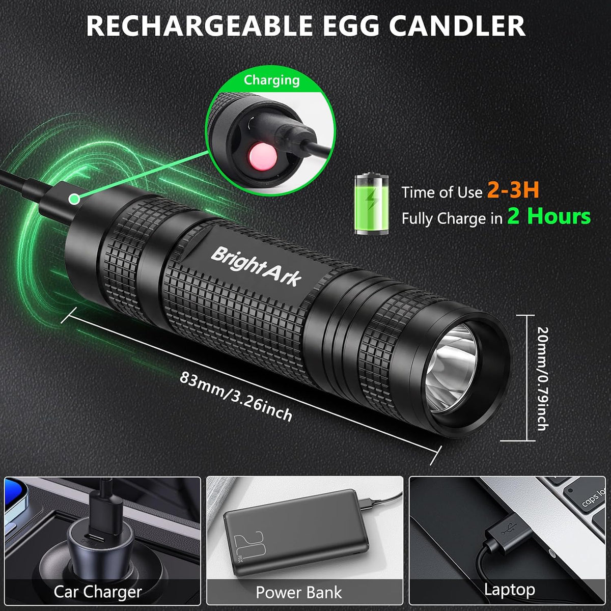 Egg Candler for Chicken Eggs, Rechargeable Bright Cool Light Egg Candler Tester for Chicken Duck Eggs, Handheld Egg