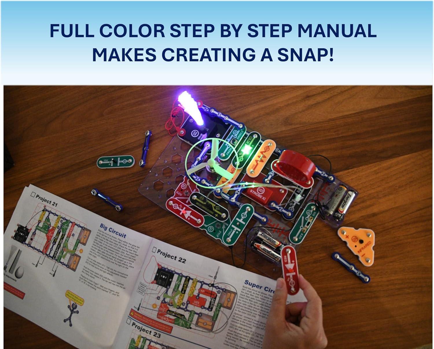 Light Electronics Exploration Kit | Over 175 Exciting STEM Projects | Full Color Project Manual | 55+ Snap Circuits