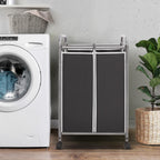 2 Section Laundry Sorter, Laundry Hamper with Wheels, Black