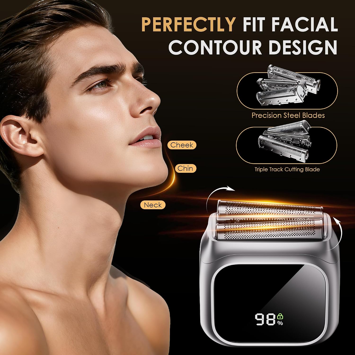 Electric Razor for Men,Innovative Mirror-Like Design,Beard Trimmer for Men with 20,000 RPM Motor,LED Display,3