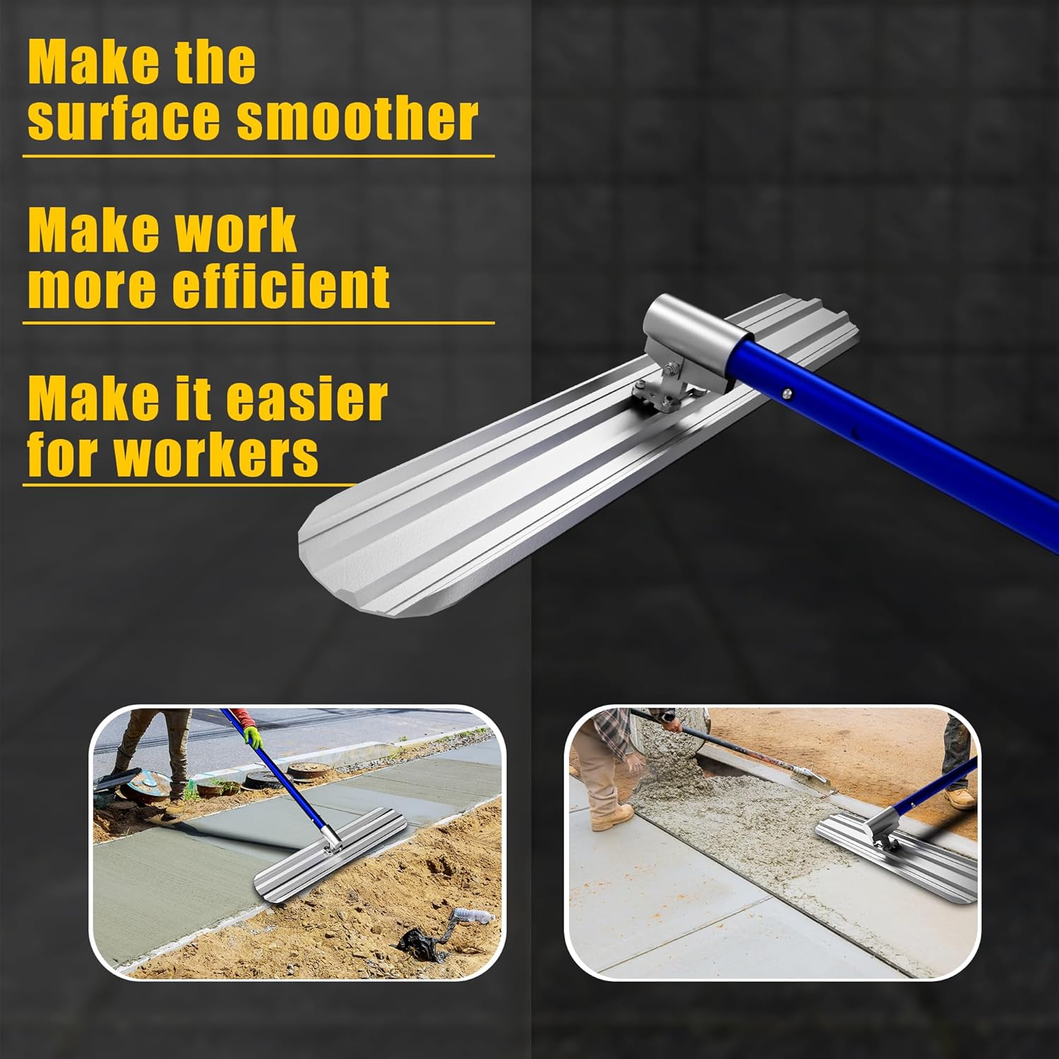 Bull Float Concrete Tools, 48"×8" Magnesium Aluminum Alloy Concrete Float | 4 Combinable Handles, Carrying Toolbox