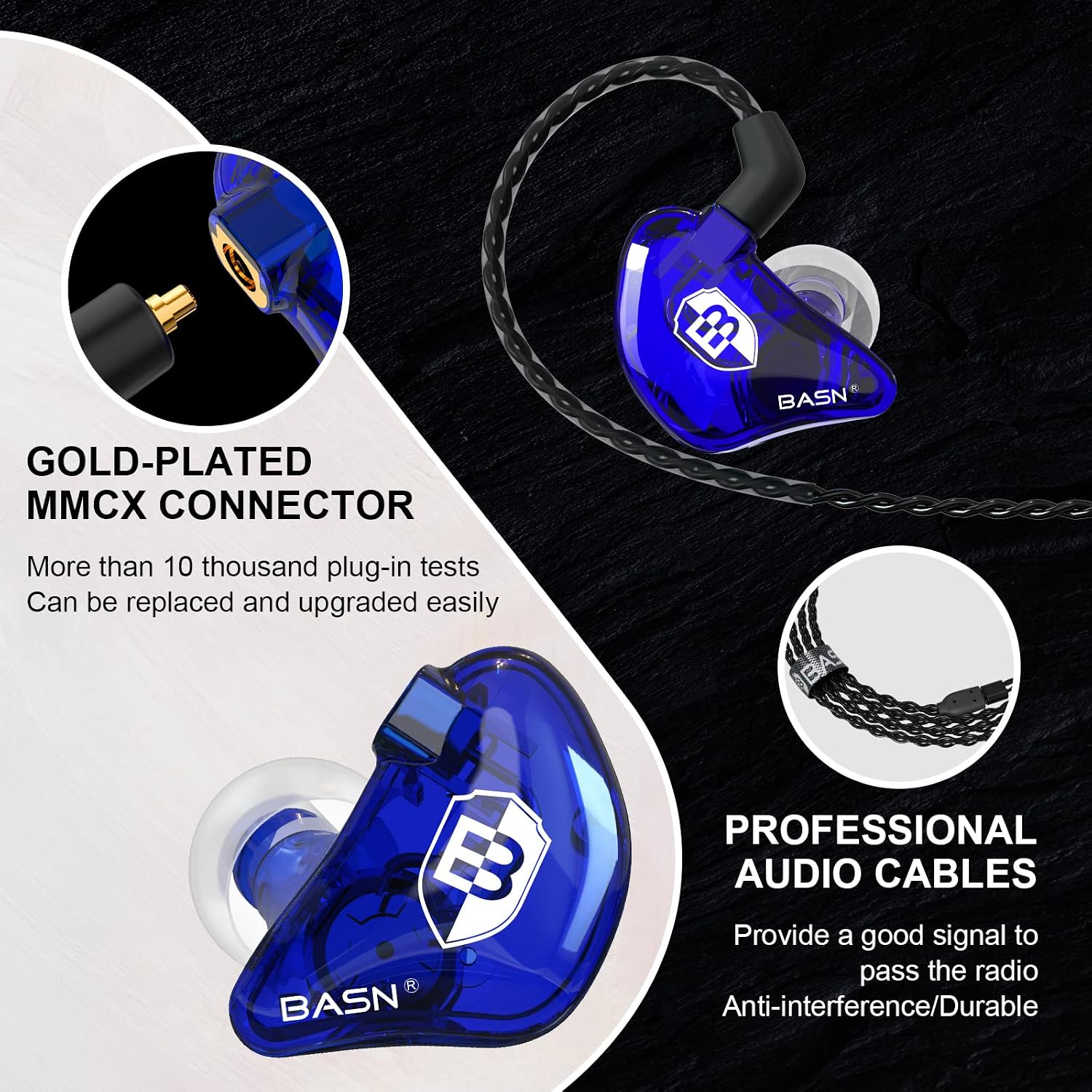 Bsinger Pro in Ear Monitor Headphones,Dual-Driver IEM Earbuds (Blue) | Secure Fit IEM with Portable Case for Beginner