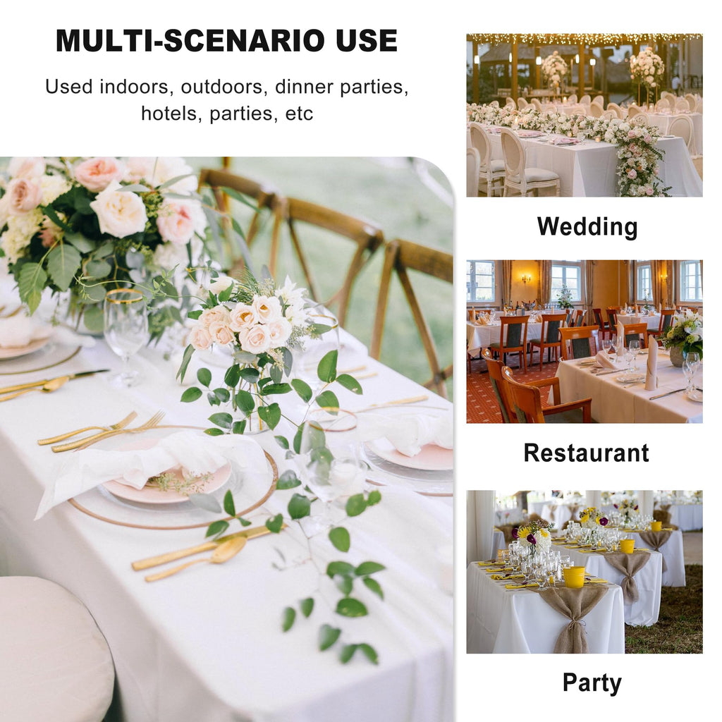 6 Pack White Table Cloth 90x156 Inch for 8 Feet Rectangle Tables