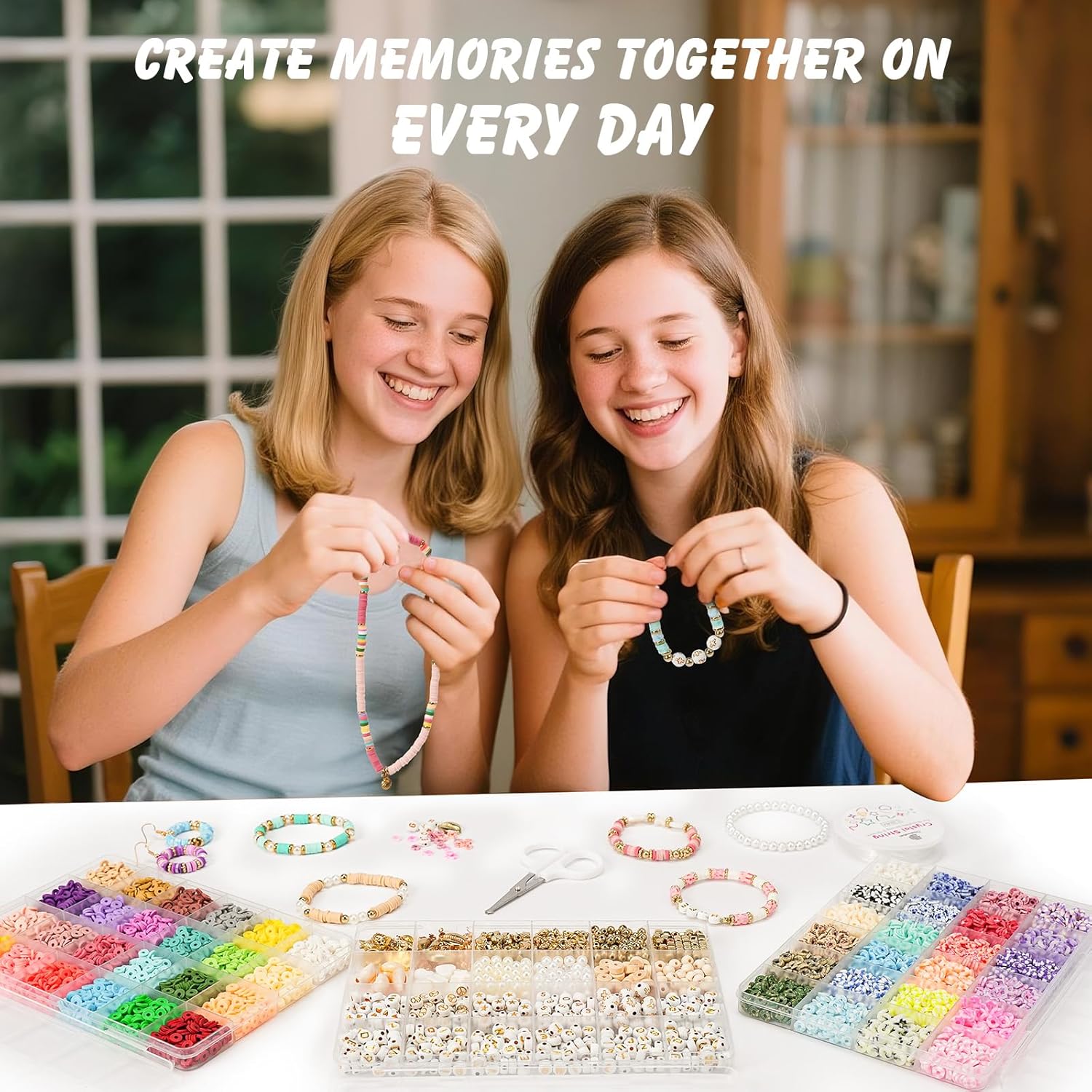 Clay Beads 3 Boxes Bracelet Making Kit, 10800pcs Beads for Jewelry Making, Letter Beads for Friendship Bracelets DIY