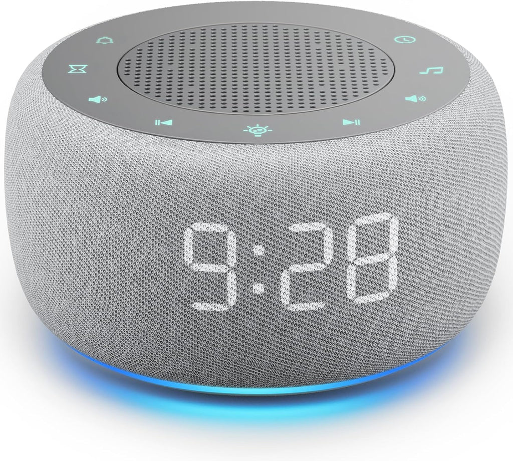 Alarm Clock with Sound Machine for Bedrooms – 2-in-1 White Noise Machine for Sleep, Gentle Wake-Up with Soft Alarm