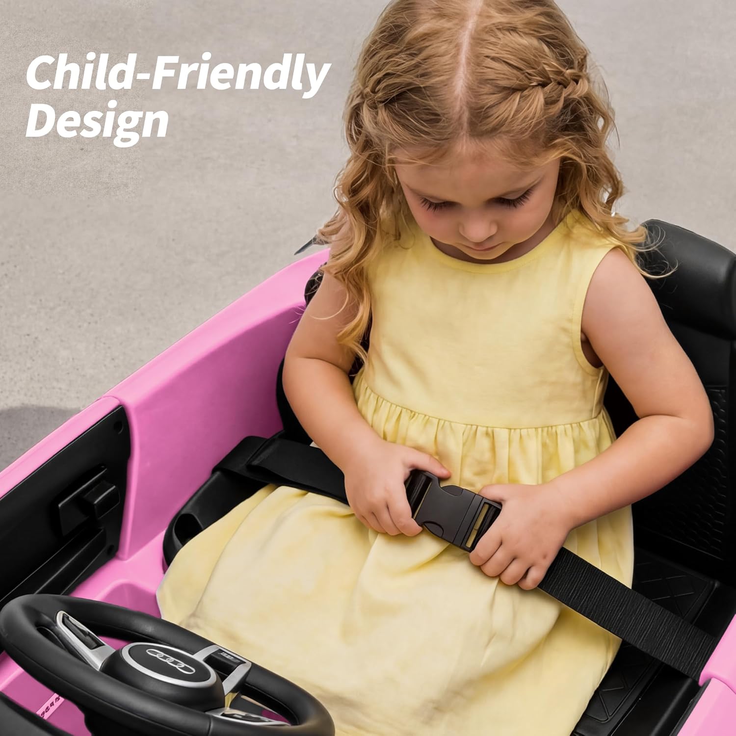 Licensed Audi Electric Car for Kids, 24V Ride on Toy Car for Toddlers with Remote Control, Bluetooth - Light Pink