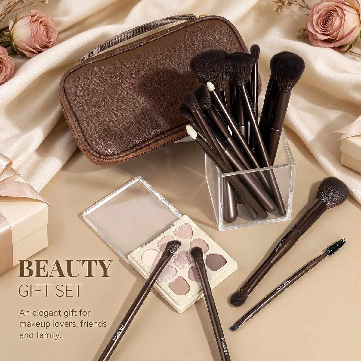 Makeup Brush Set 15 Pcs Professional Brushes with Bag for Face & Eye