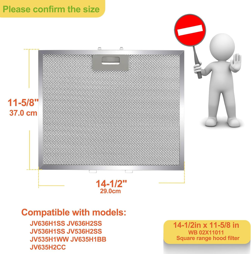 WB02X11011 Filter for GE Range Hood, Replacement, 14-1/2 x 11-5/8