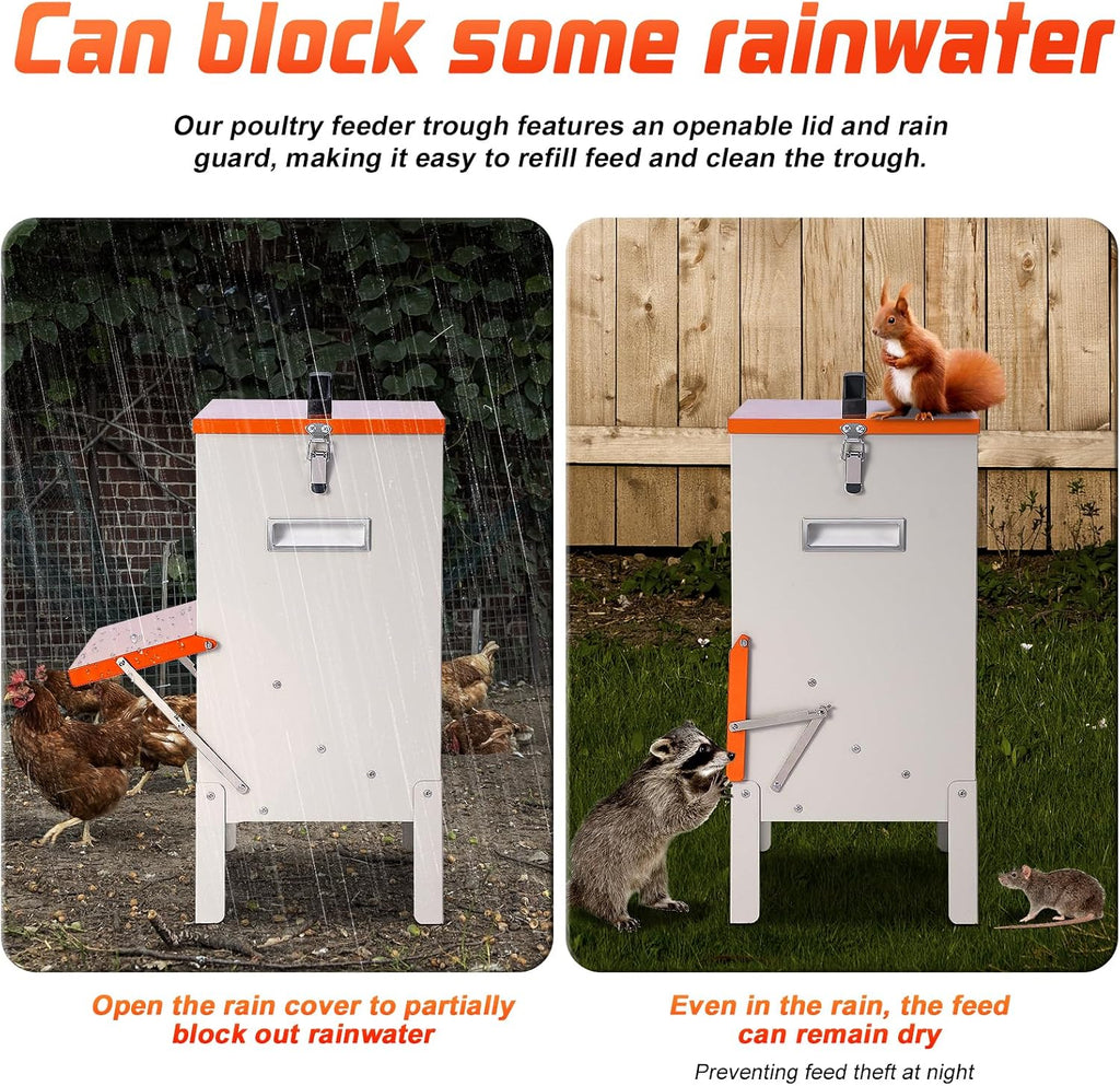 Automatic Chicken Feeder No Waste for Coop, Duck Feeder No Mess