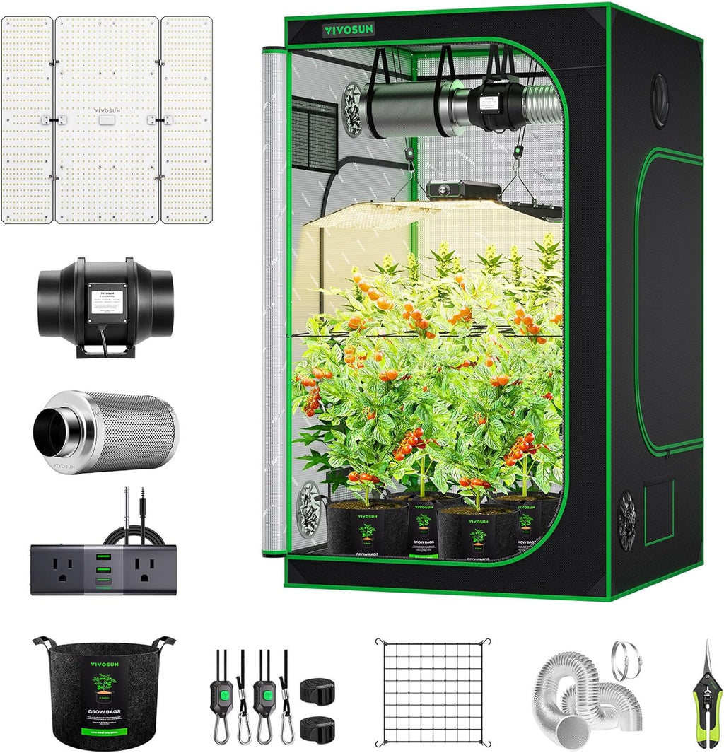 4x4 Grow Tent Kit 400W LED Grow Light WiFi Control A22 Grow System | Automatic Ventilation, Full Spectrum LED Grow
