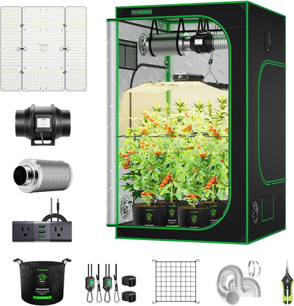 4x4 Grow Tent Kit 400W LED Grow Light WiFi Control A22 Grow System | Automatic Ventilation, Full Spectrum LED Grow