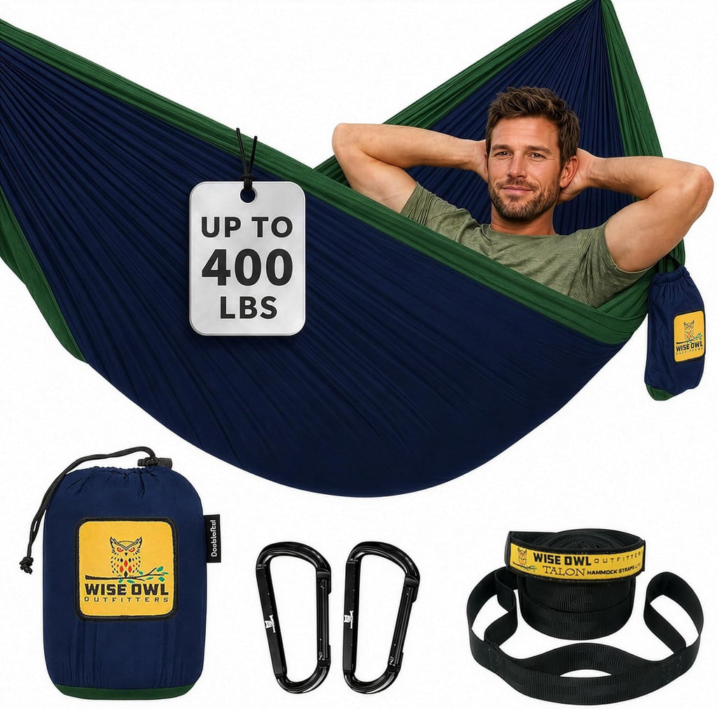 Camping Hammock – up to 500lbs Portable Hammock with Tree Straps - Travel, Backpacking, Hiking, Outdoors Camping Gear