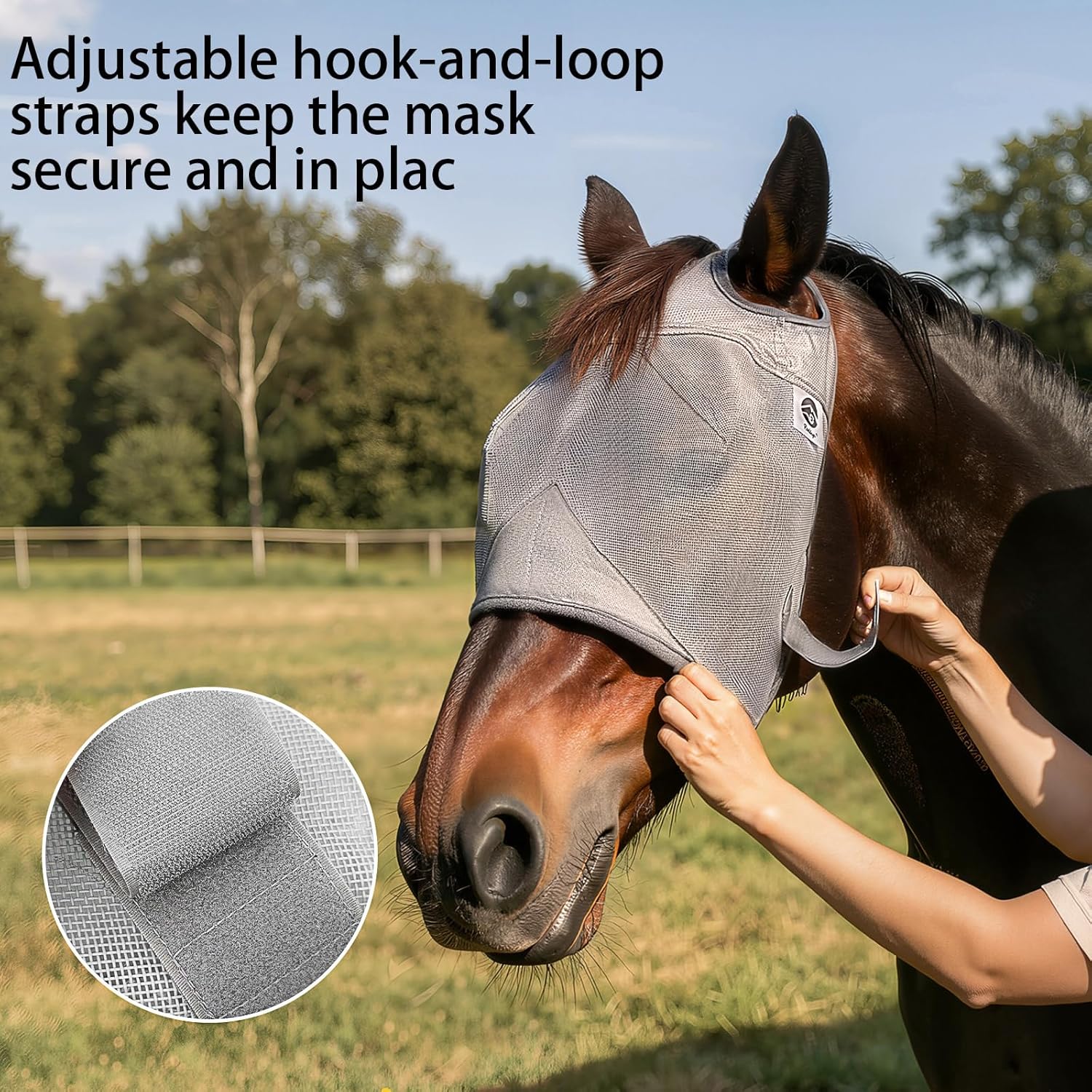 Horse Fly Mask Without Ears, Breathable Mesh UV Protection (M)
