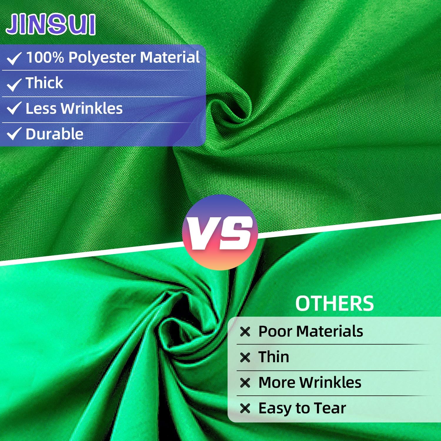 Green Screen Backdrop 10x10 ft, Chromakey Background Fabric | Thick Polyester Greenscreen Curtain, for Photography
