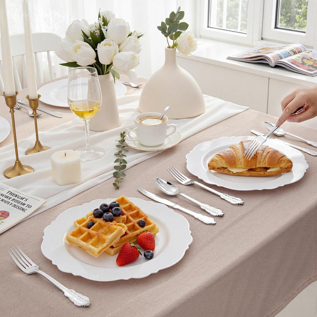 360 Pieces Silver Plastic Silverware- Disposable Flatware - Heavyweight Plastic Cutlery- Includes 120 Forks, 120