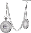 Vintage-Style Pocket Watch Chain with Ornate Medal and Pocket Watch – 12 Inch T-Bar Chain for Waistcoats, Costumes &