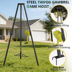 Deer Hoist,Tripod Game Stand with Gambrel and Manual Crank for Hanging Game,Portable Deer Hanger for