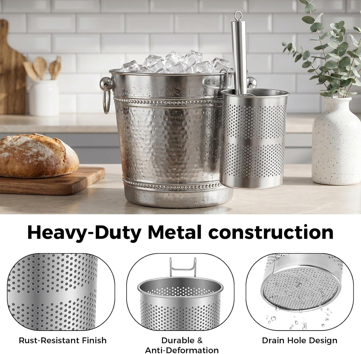 Stainless Steel Ice Scoop with Holder for Freezer, Ice Machine