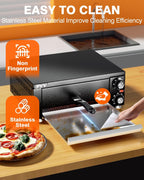 Electric Pizza Oven Indoor Countertop Pizza Oven Commercial Pizza Maker Machine for Home with Timer Stainless Steel