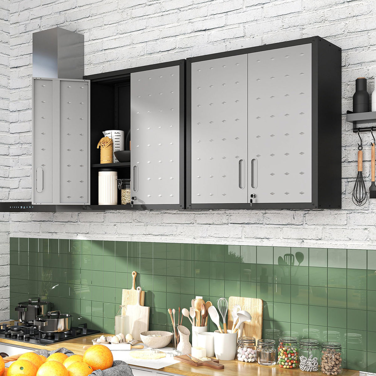 Wall Mounted Metal Storage Cabinet, Garage Hanging Tool Cabinet