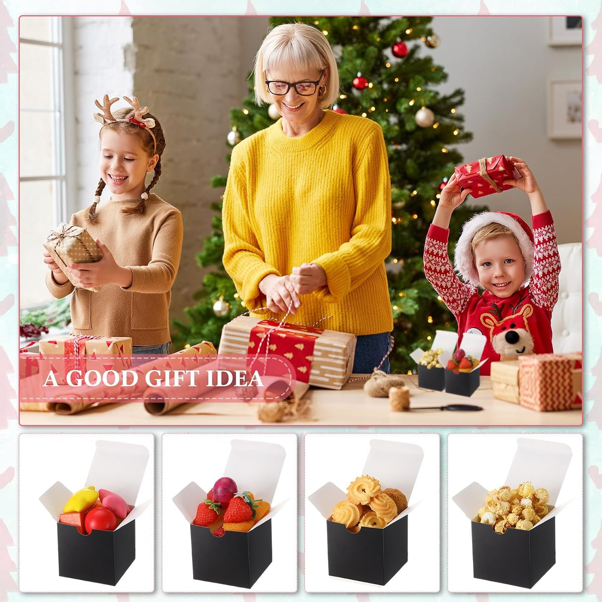 48 Pack Black Gift Boxes Small Cardboard Gift Boxes with Lids