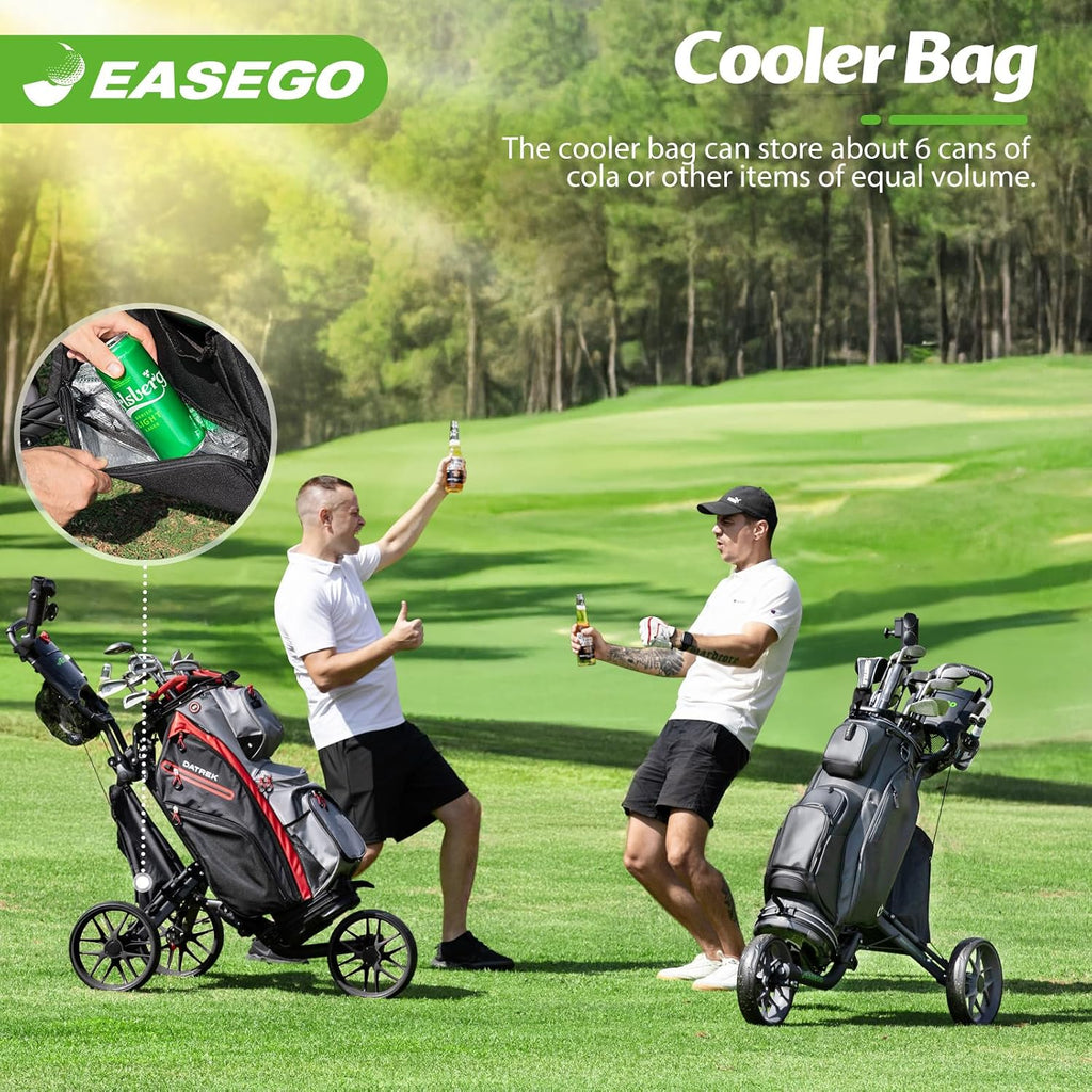 Golf Push Cart 3 Wheel : Golf Bag Cart Foldable with Phone Holder/Cup/Umbrella Holder Compact Golf Pull Carts Quick
