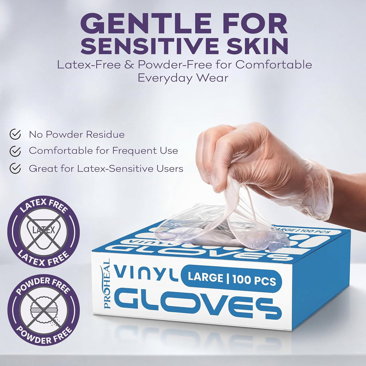 Clear Vinyl Disposable Gloves - Powder & Latex Free Kitchen Glove