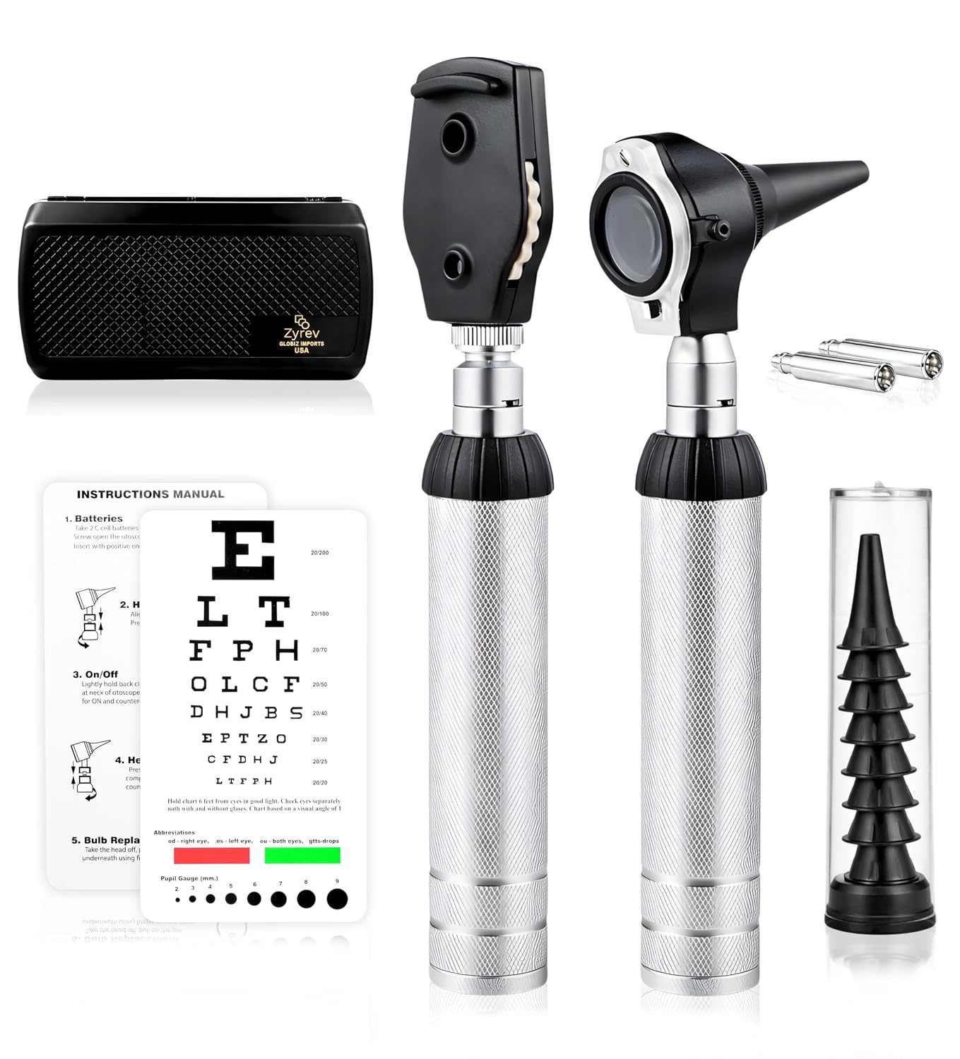 Otoscope Oph Multi-Function Set - Otoscope/Opthalmoscope for Ear & Eye Examination - with Portable Carry Case, Sight