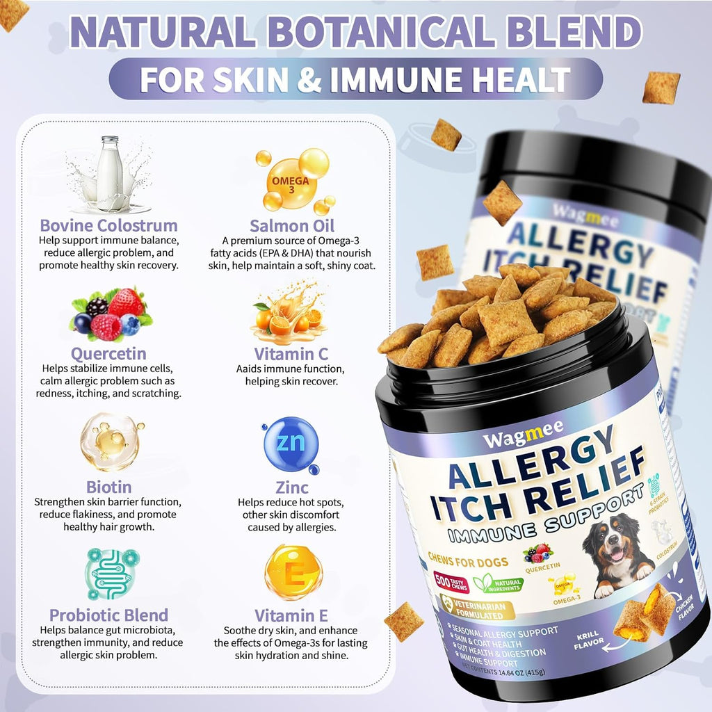 Dog Allergy Relief Chews, Itching Skin & Paw Relief 500 Ct, Vet Formulated