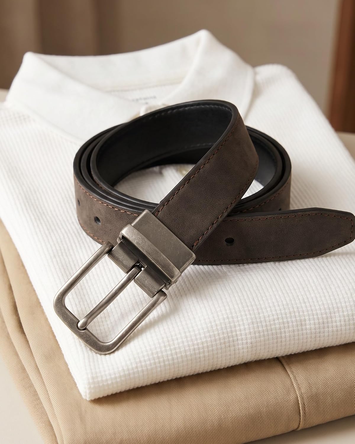 1" Boys Reversible Dress Belt 1 Piece - Leather Belt for Kids | 1 Belt, 2 Colors, Classic Style, Trim-to-fit