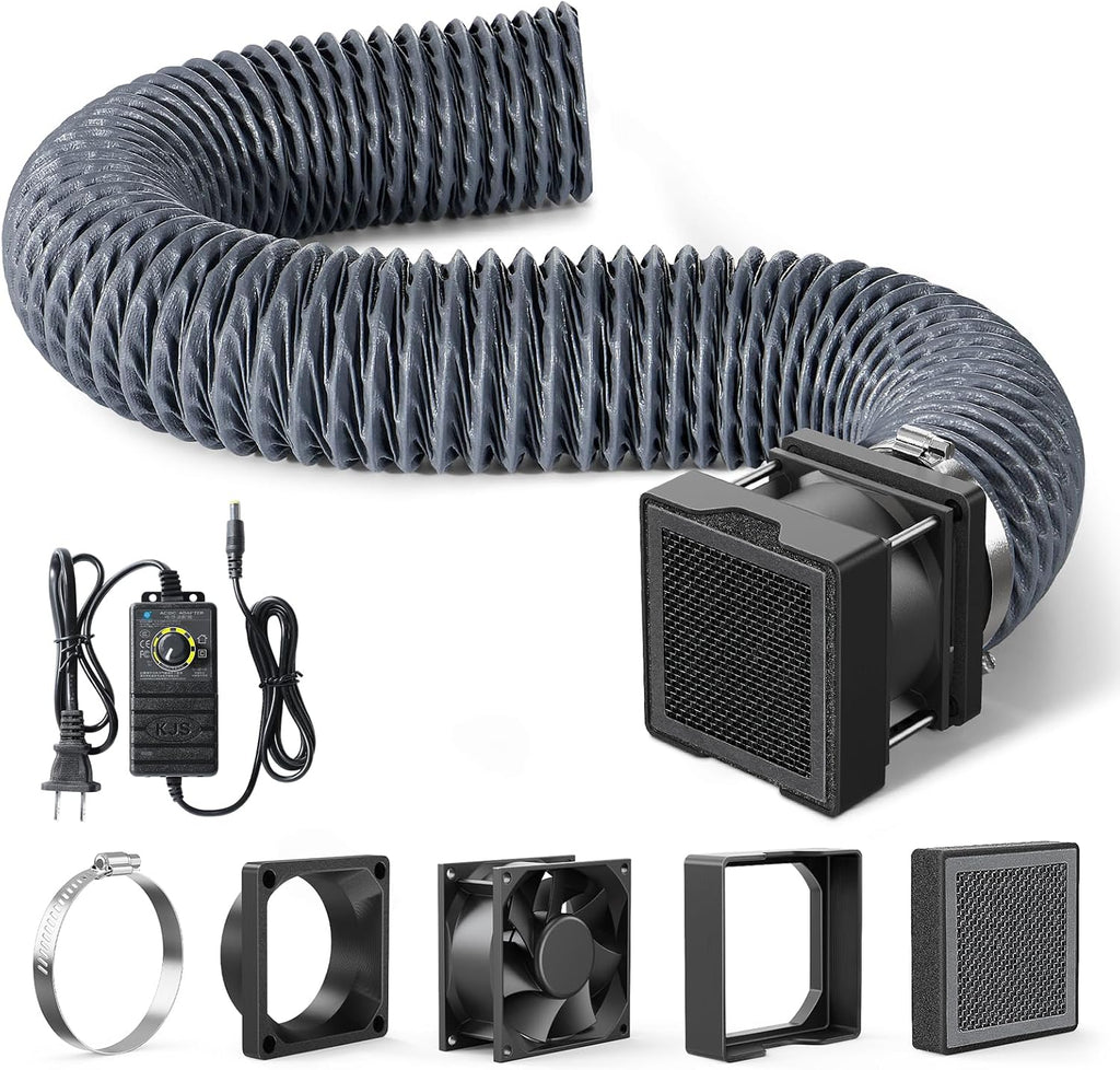 Adjustable Ventilation Kit for 3D Printer Enclosure | Fan Fume Exhaust Pipe Kit with Filter & Powerful Exhaust Fan