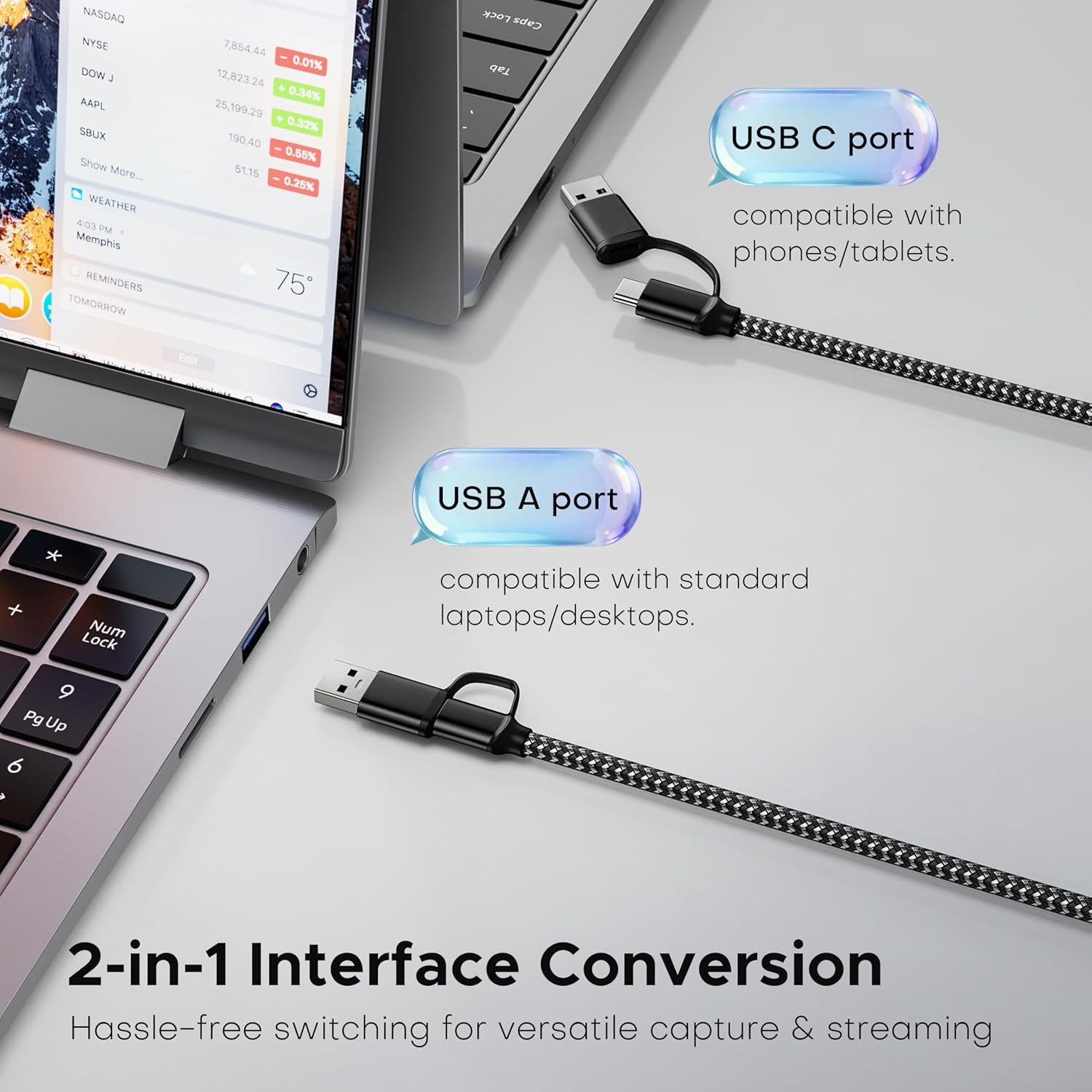 Video Capture Card HDMI to USB 3.0, 1080P 60FPS/2K 30FPS for Streaming | Plug and Play with Type-C & Type-A Ports