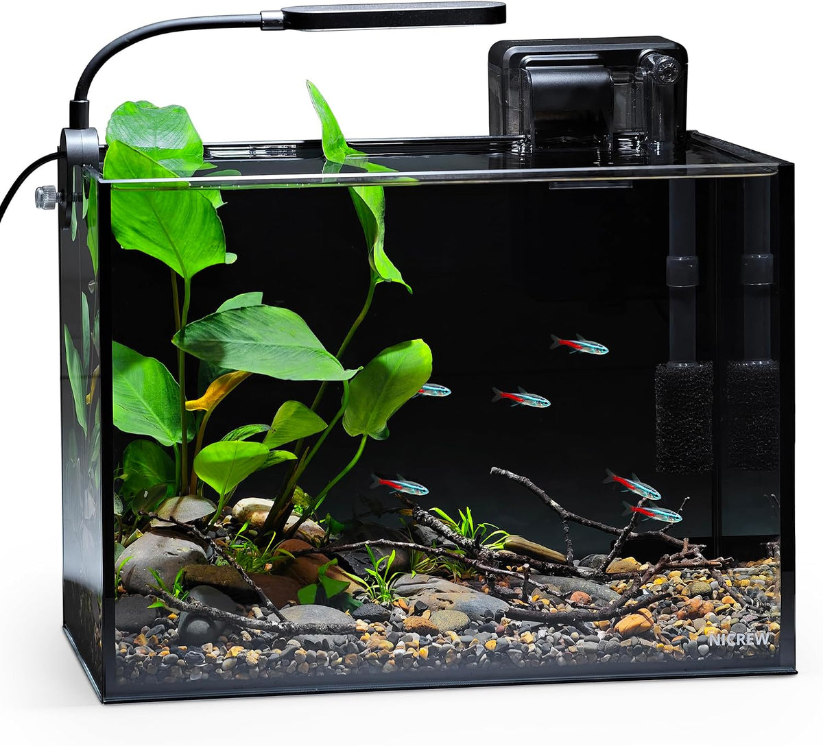 2.5 Gallon Nano Nature Aquarium Kit Betta Fish Tank, Complete, Black