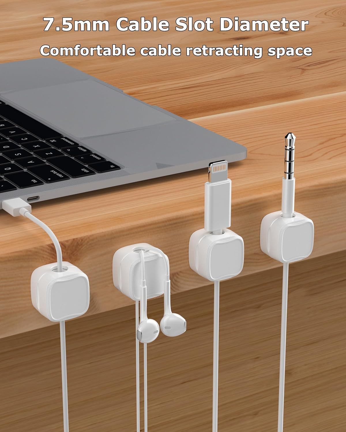 Magnetic Cable Clips, Adjustable Cord Holder Management, Adhesive Wire Keeper Organizer for Home Office Desk Phone PC