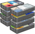 90L Under Bed Storage Containers (8 Pack) | Closet Organizer with Clear Window | Underbed Storage Bins for Towels