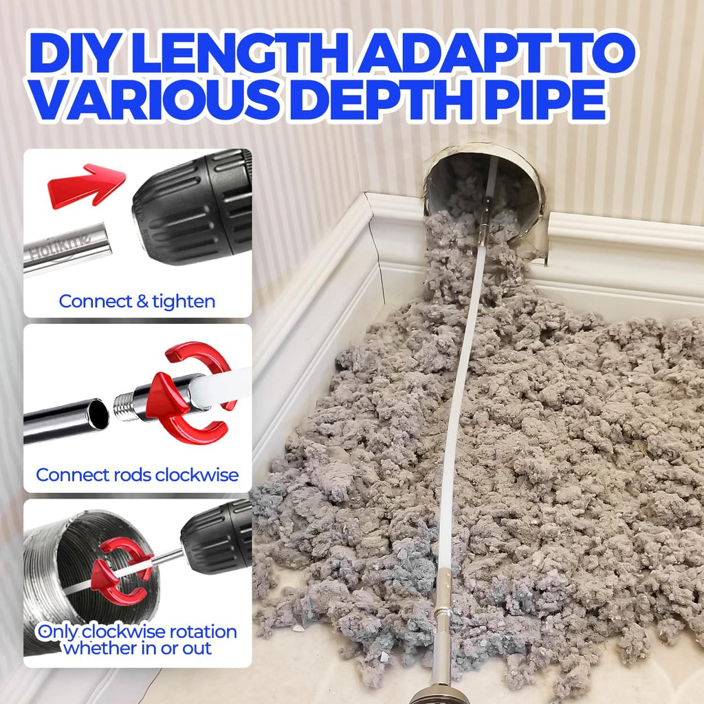 Dryer Vent Cleaner Kit - 40Ft Flexible Lint Brush for Deep Cleaning