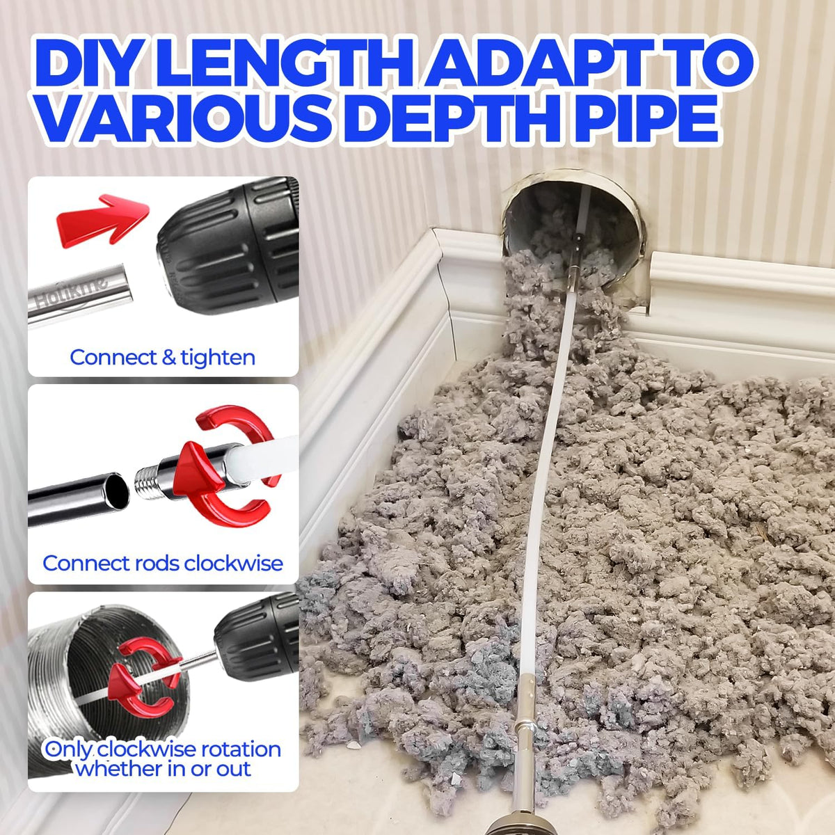 Dryer Vent Cleaner Kit - 15Ft Flexible Lint Brush for Deep Cleaning