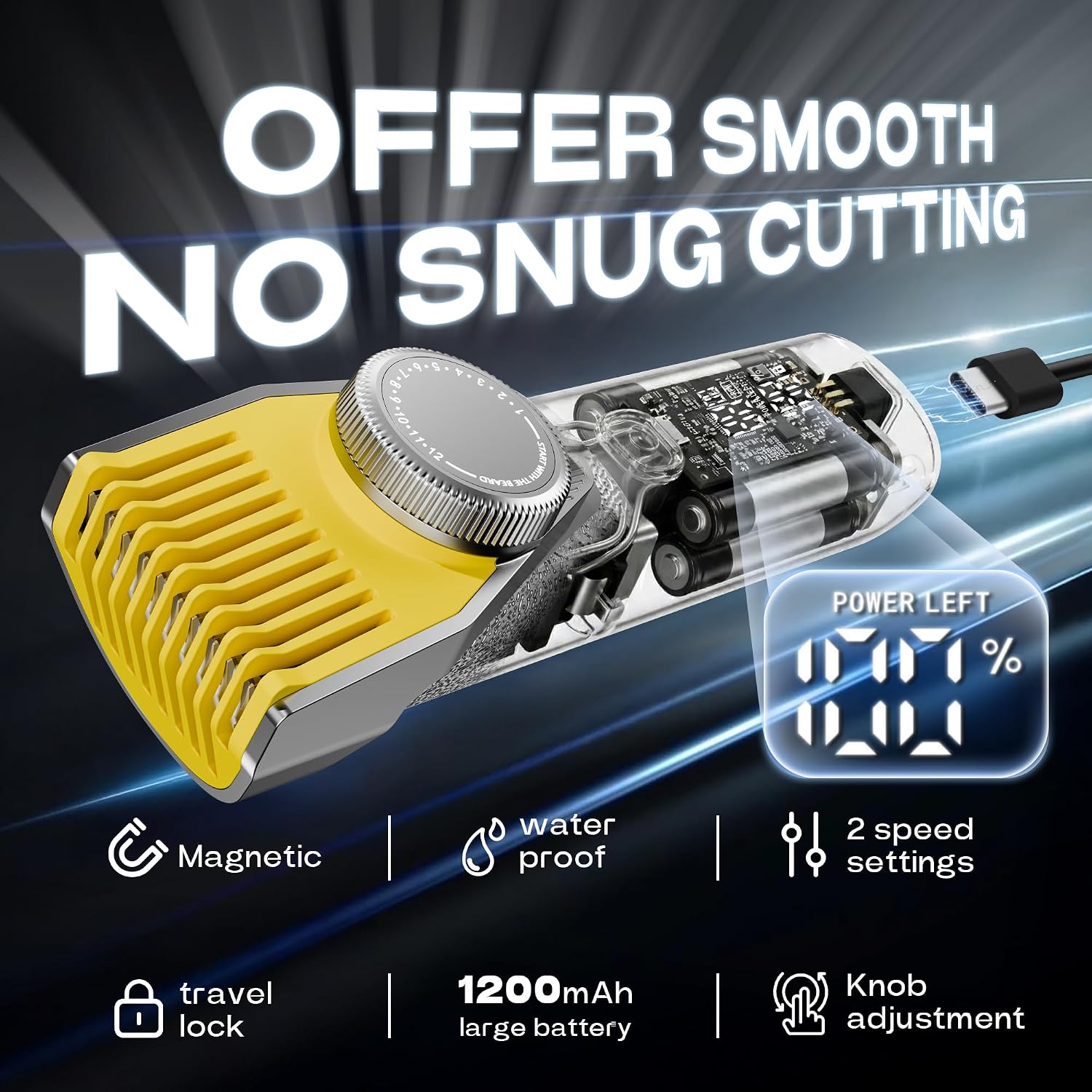 Beard Trimmer for Men, 6-in-1 Men's Grooming Kit,IPX7 Waterproof Wet/Dry, 2-Speed electric razor for men, Easy-Swap
