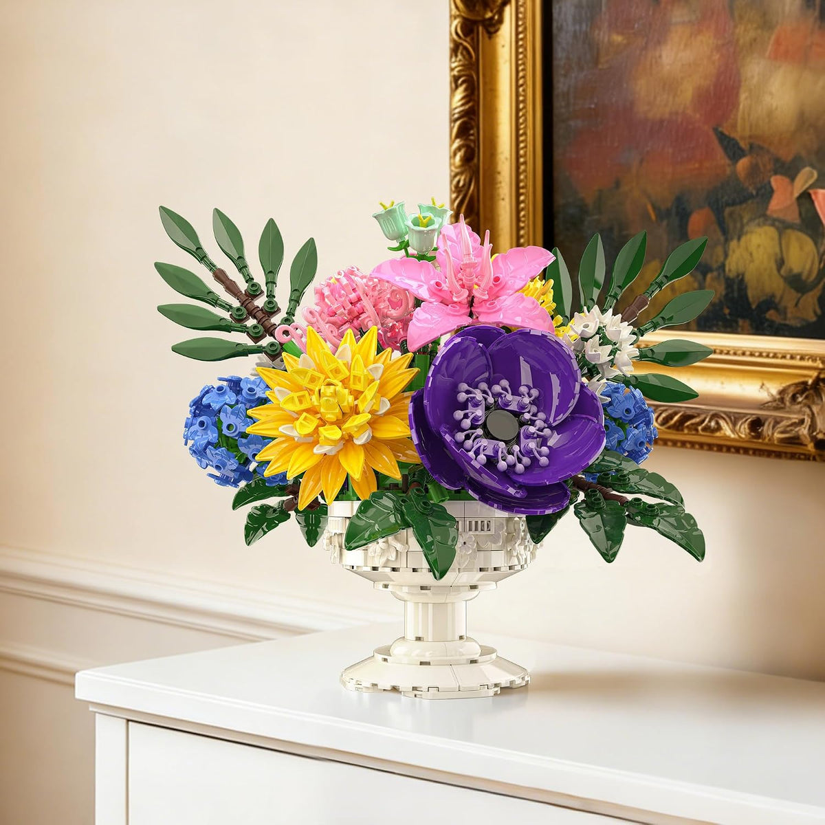 Xbert 1081Pcs Botanicals Flower Bouquet Building Block Sets, Includes Hydrangea, Dahlia, Azalea, Artificial Flowers