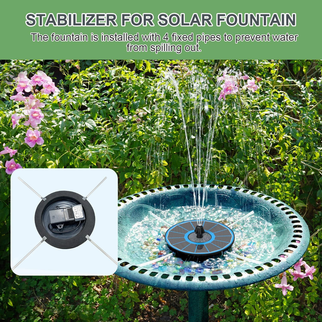 Solar Fountain for Bird Bath Direct Sunlight High Efficiency 3.5W Glass Panel Solar Water Fountain Outdoor Garden