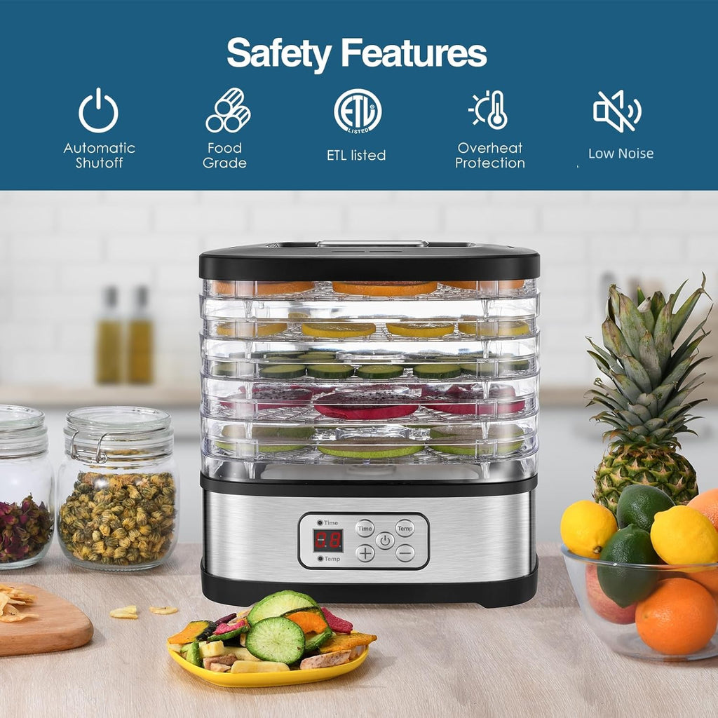 Food Dehydrator, 5 Trays, 240W Dryer for Jerky, Fruit & Snacks